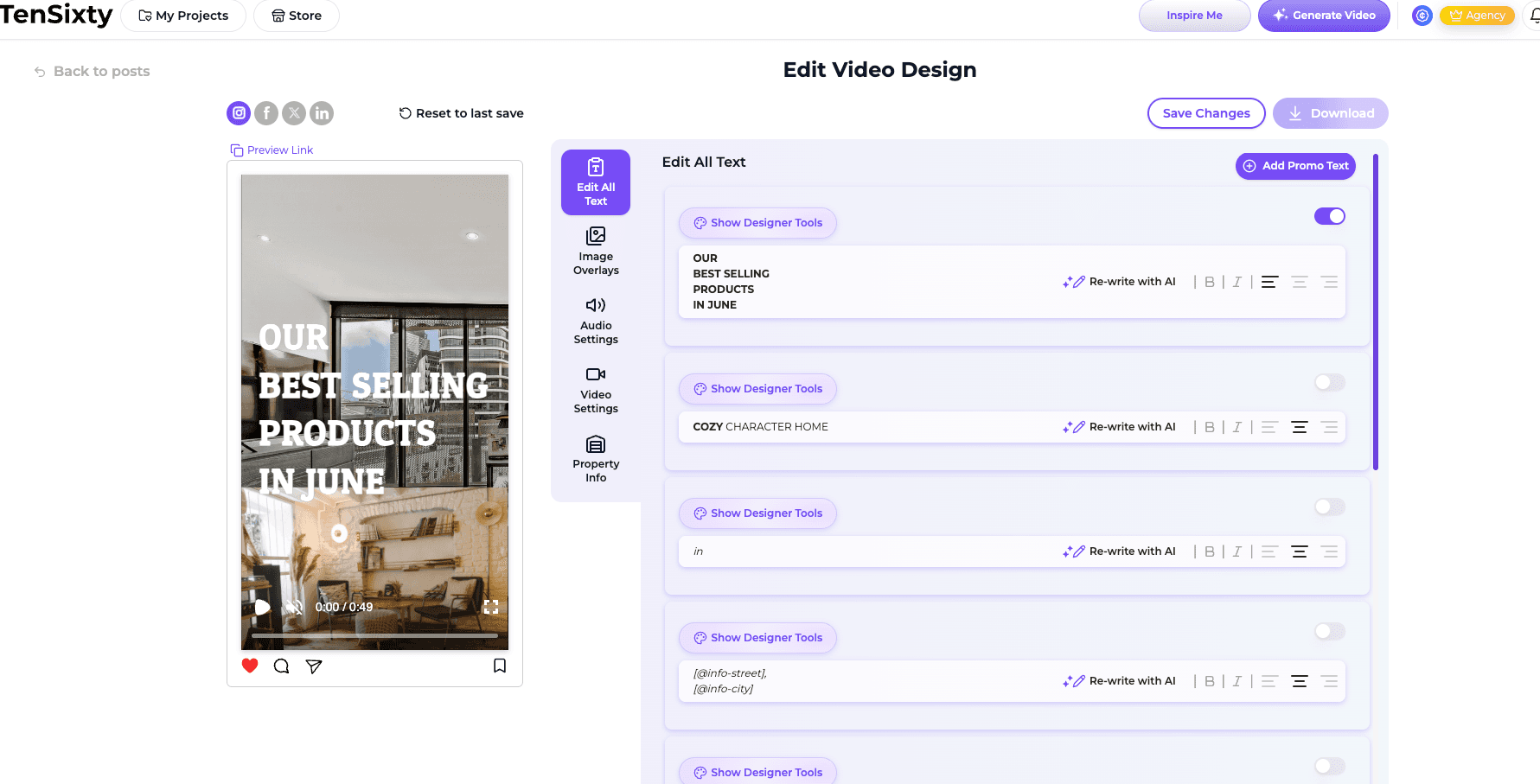 AI Shorts template selection interface