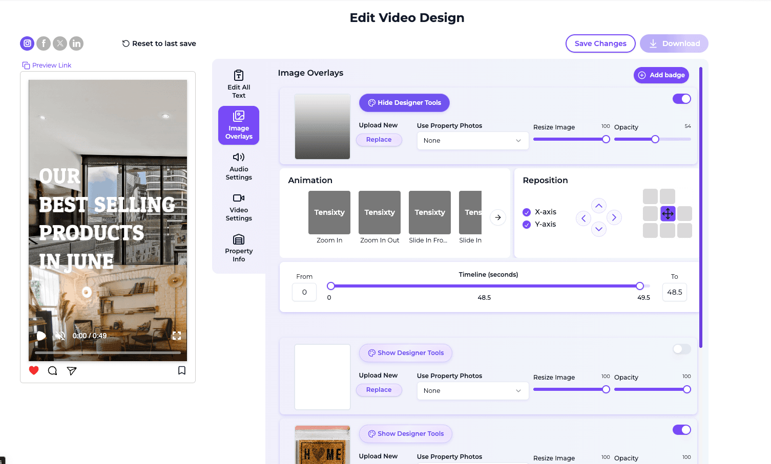 AI Shorts video effects and transitions panel